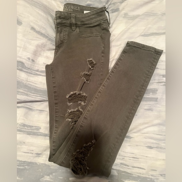 American Eagle size 0 jeggings, army green - Picture 1 of 2